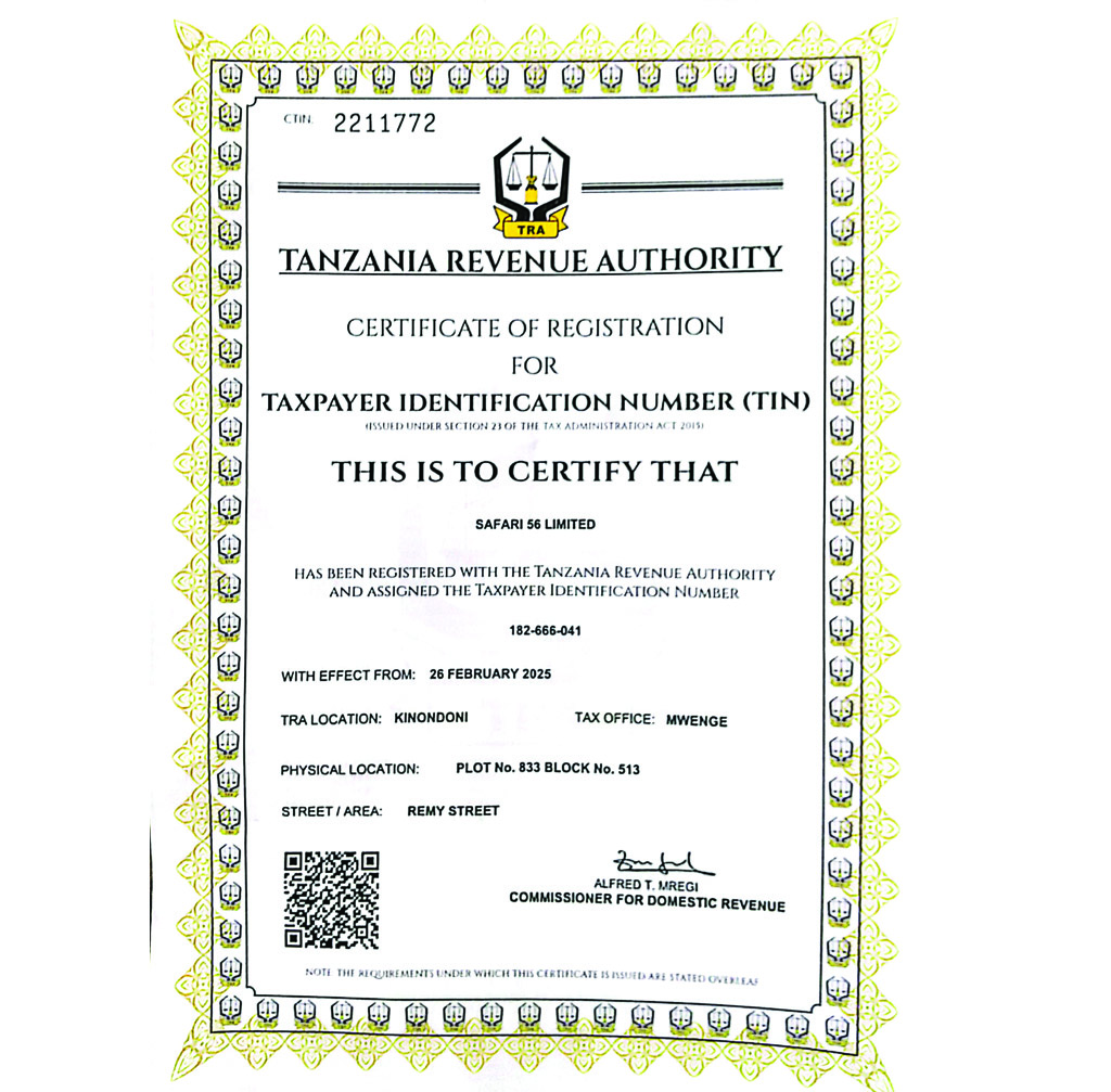 Tax Certificate